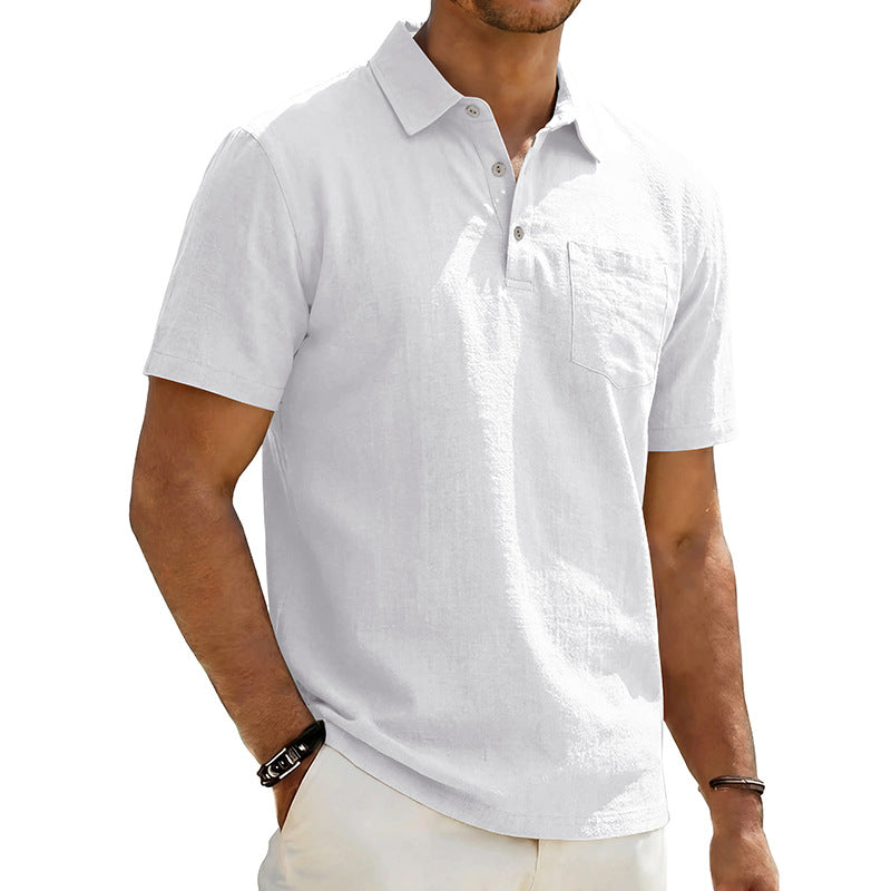 Linen Polo Shirt Loose-Fit Casual
