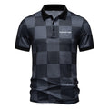 Checkered Short-Sleeve Letter-Printed Casual Fashion T-Shirt