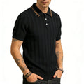 Men's Old Money Knitted Polo – Lapel Collar Slim Fit T-Shirt