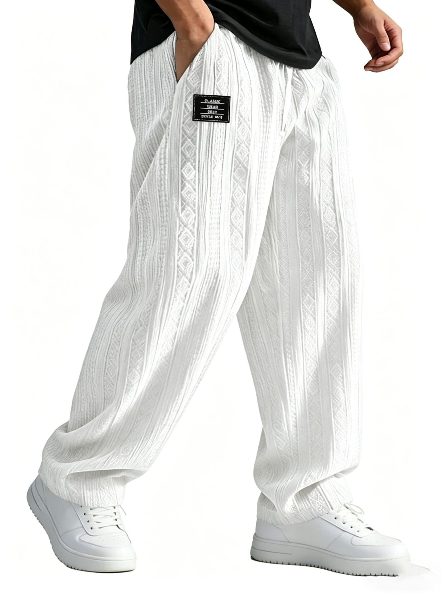 European And American Style Pocketed Straight-Leg Loose Lace-Up Sporty Casual Pants