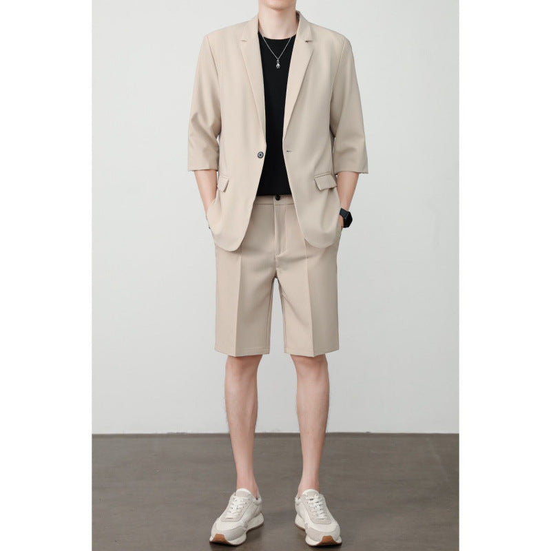 Thin Short-Sleeve Suit Casual Cropped-Sleeve Jacket Half-Sleeve Suit Set