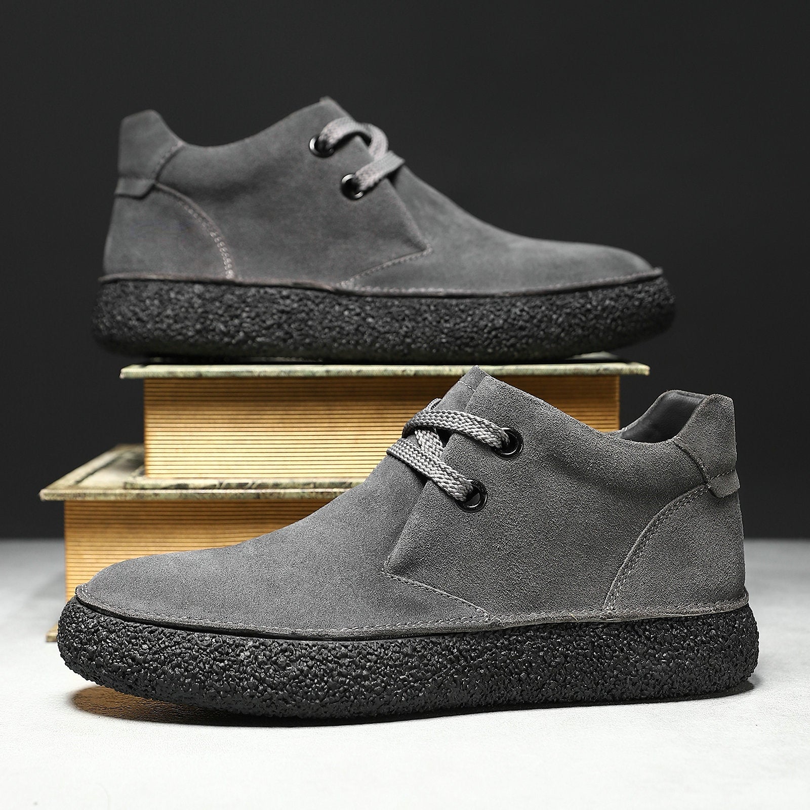 Matte Suede Mid-Top Sneakers