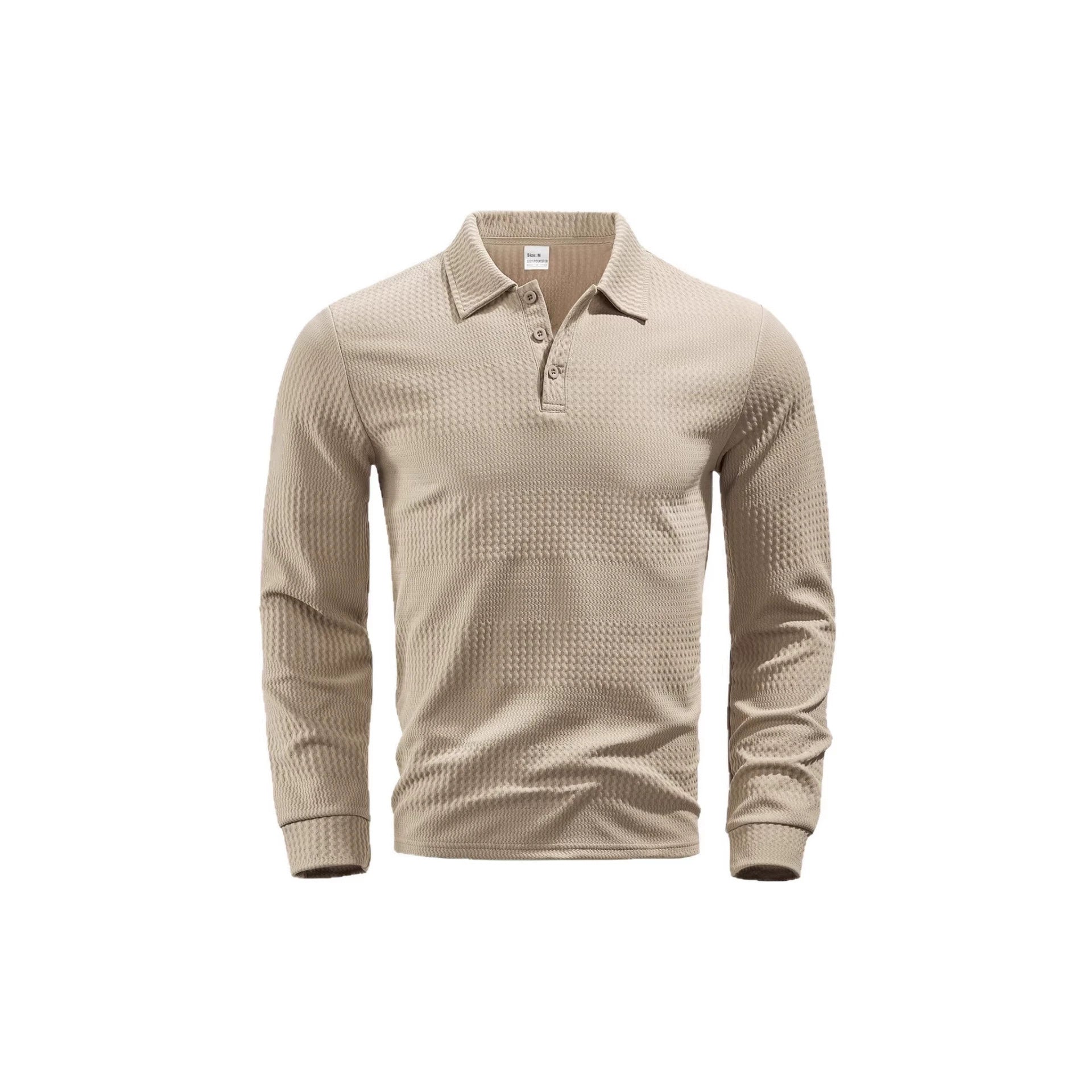 Long-sleeve Buttoned Textured Lapel Top