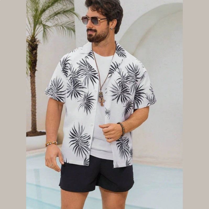 Men's Hawaiian Print Cuban-Style Resort Shirt