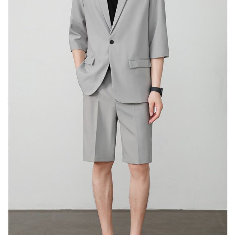 Thin Short-Sleeve Suit Casual Cropped-Sleeve Jacket Half-Sleeve Suit Set