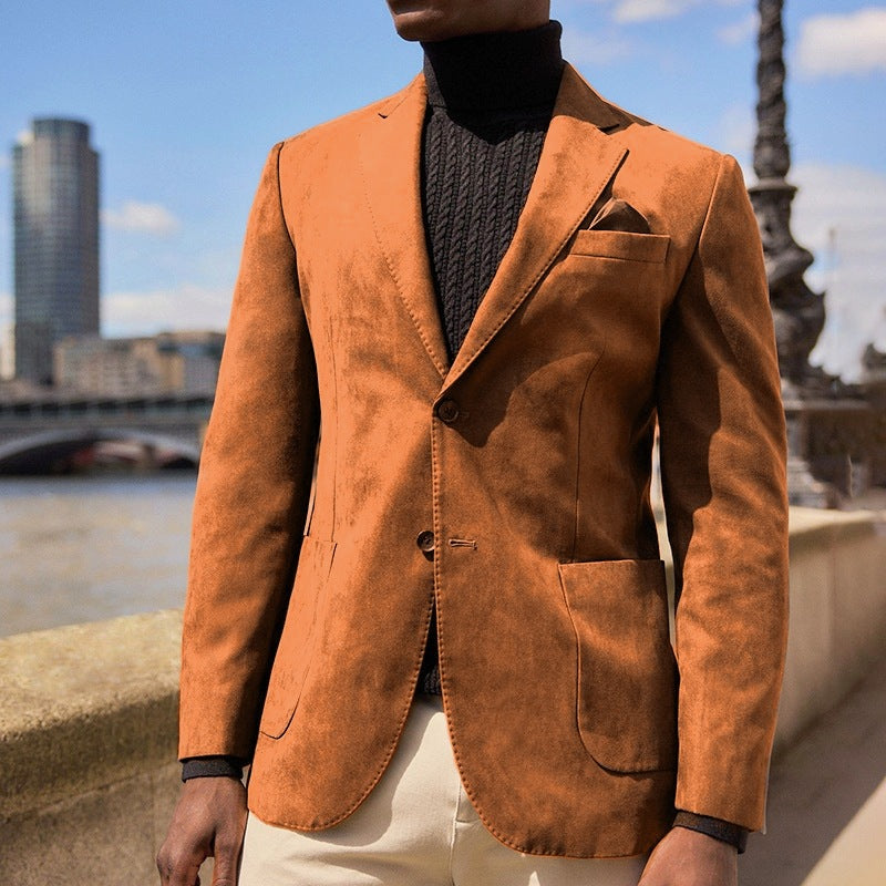 Suede-Like Fabric Casual Slim-Fit Jacket