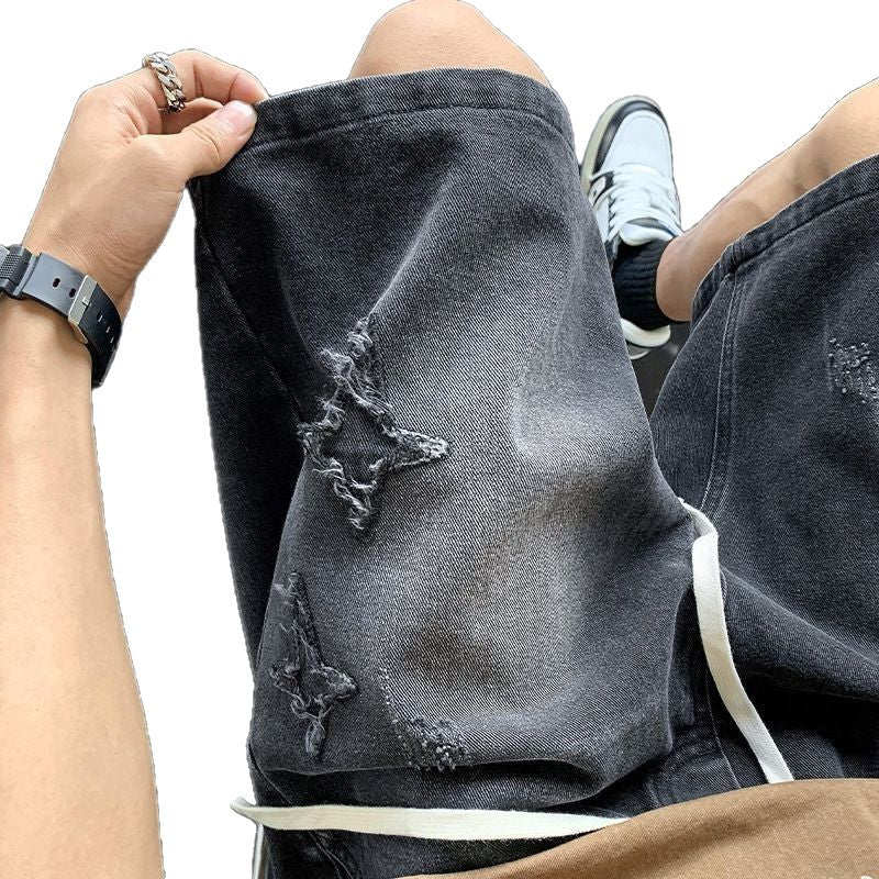 Men's Cotton Denim Shorts – Straight Leg Mid-Rise