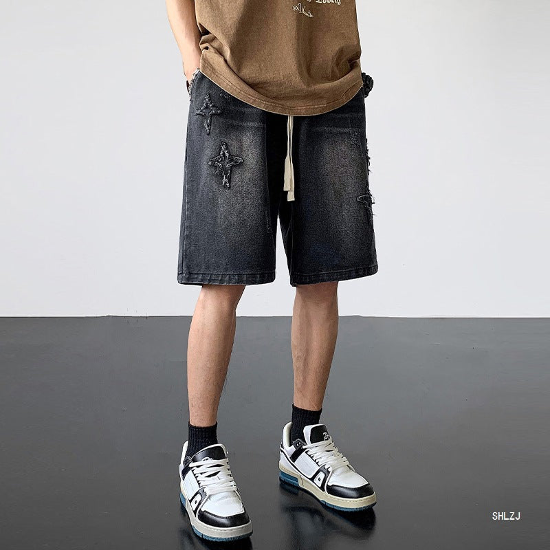 Men's Cotton Denim Shorts – Straight Leg Mid-Rise
