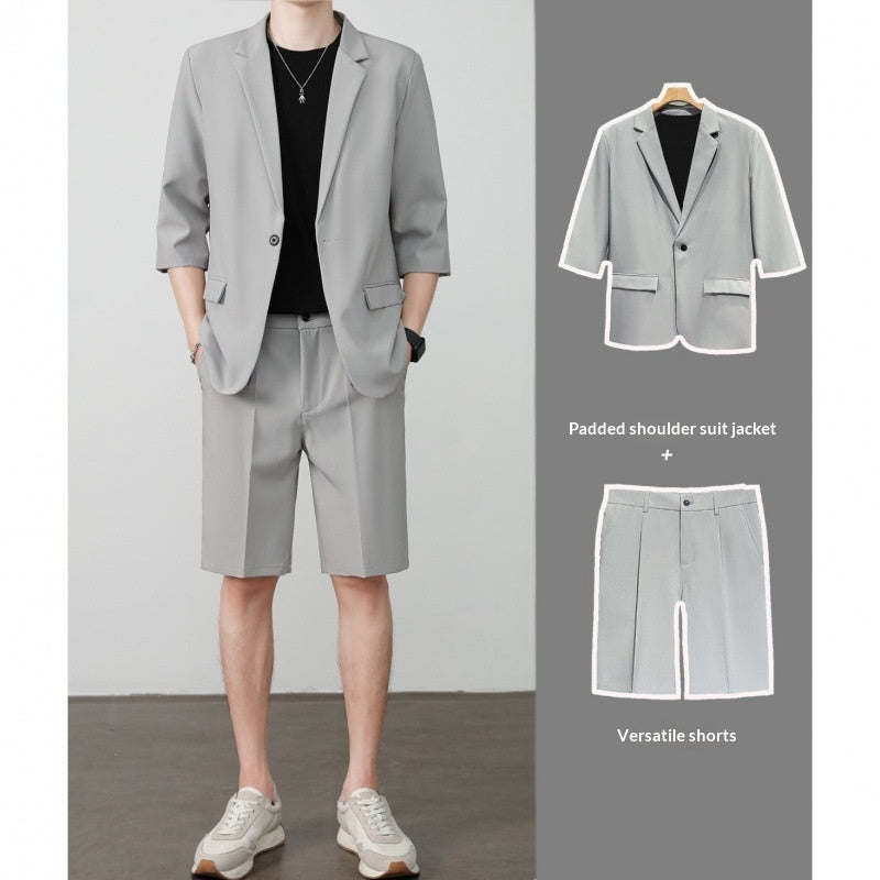 Thin Short-Sleeve Suit Casual Cropped-Sleeve Jacket Half-Sleeve Suit Set