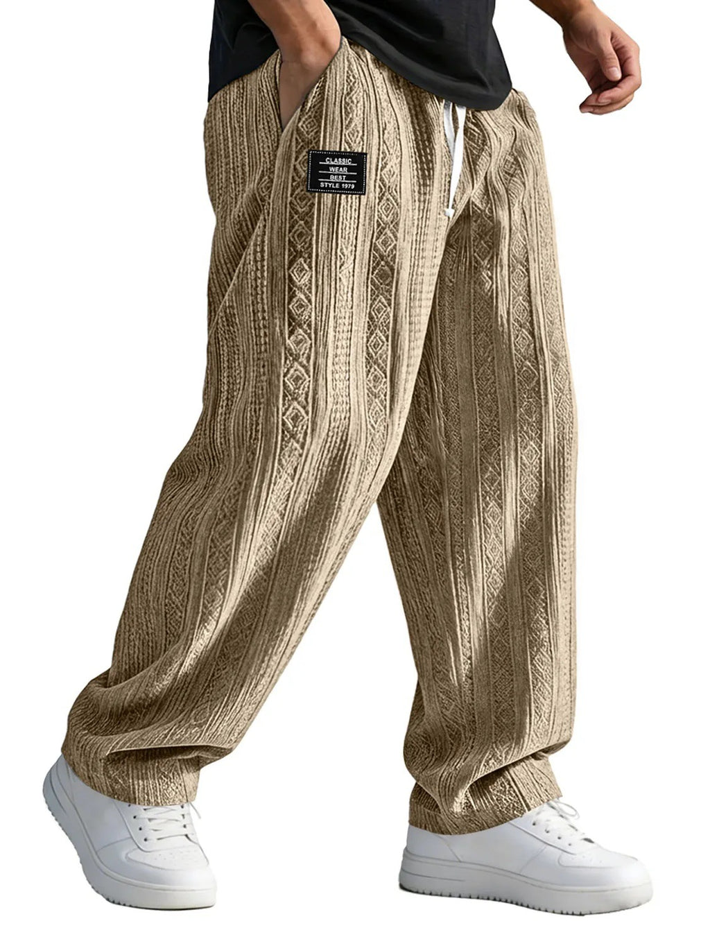 European And American Style Pocketed Straight-Leg Loose Lace-Up Sporty Casual Pants