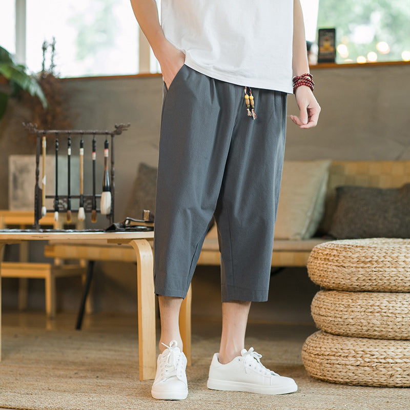 Men's Linen Cropped Pants