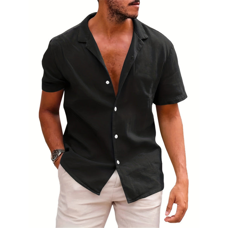 Solid-color Loose-fit Linen Shirt