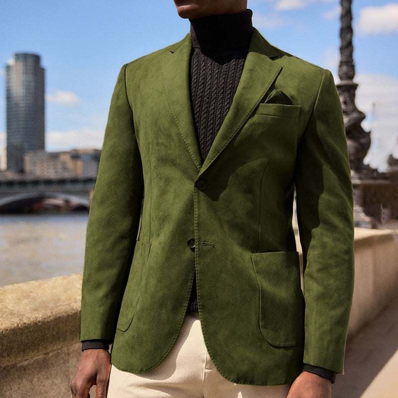 Suede-Like Fabric Casual Slim-Fit Jacket