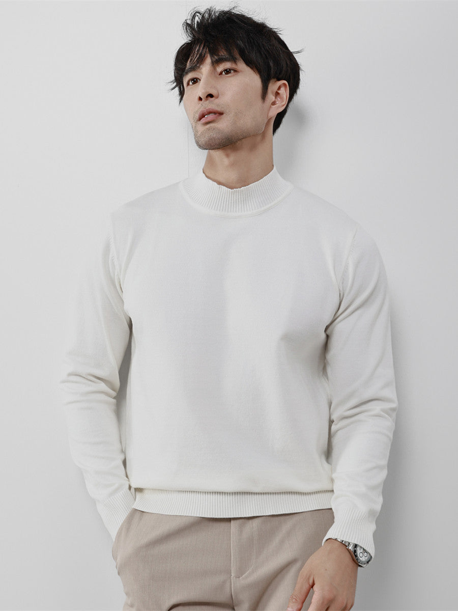 Slim-Fit Stretch Mock-Neck Knitted Sweater