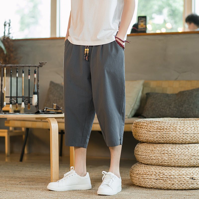 Men's Linen Cropped Pants