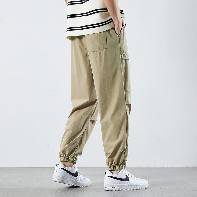 Men's Lightweight Nylon Drawstring Cropped Casual Pants