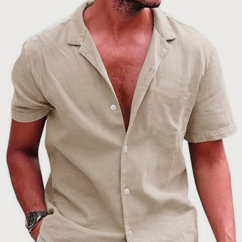 Solid-color Loose-fit Linen Shirt