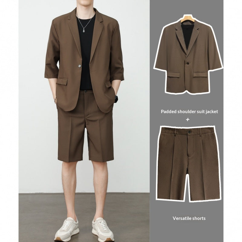 Thin Short-Sleeve Suit Casual Cropped-Sleeve Jacket Half-Sleeve Suit Set