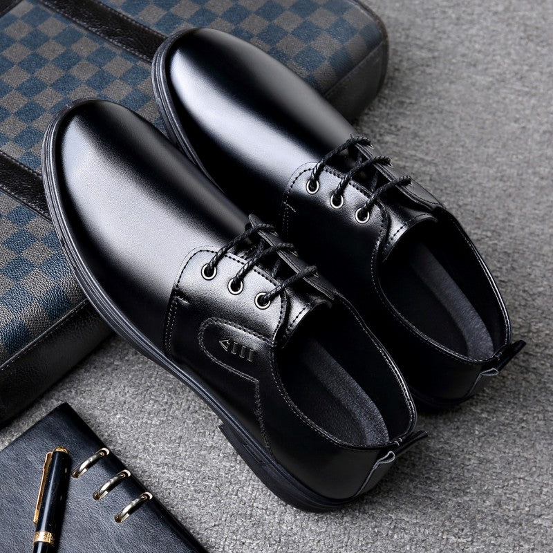 Men's Leather Lace-Up Shoes with Decorative Buckle – British Style – JIDAI