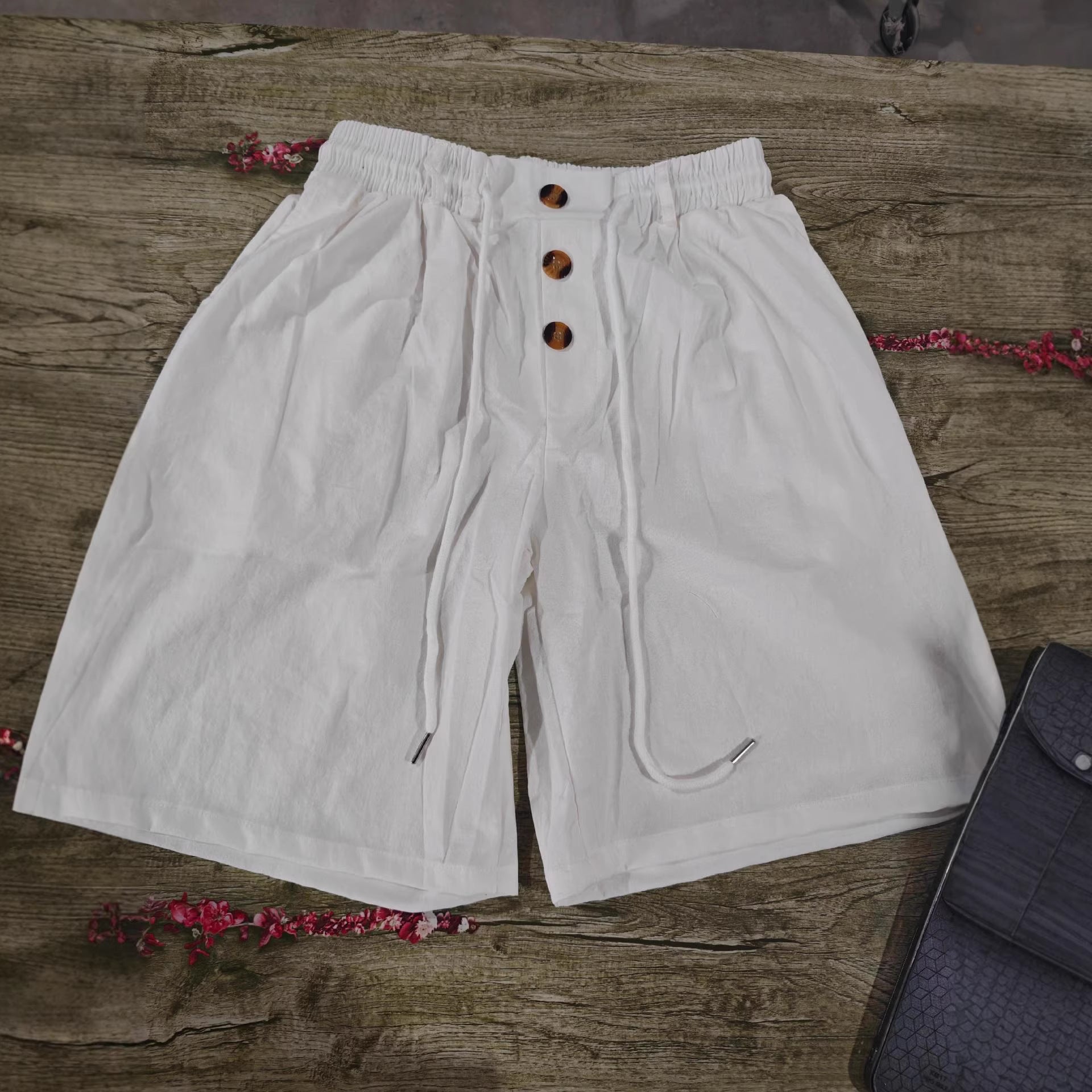 Loose-Fit American-Style Linen Beach Casual Washed Button-Up