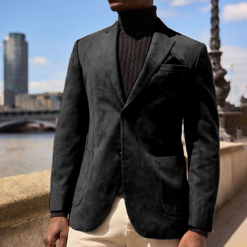 Suede-Like Fabric Casual Slim-Fit Jacket