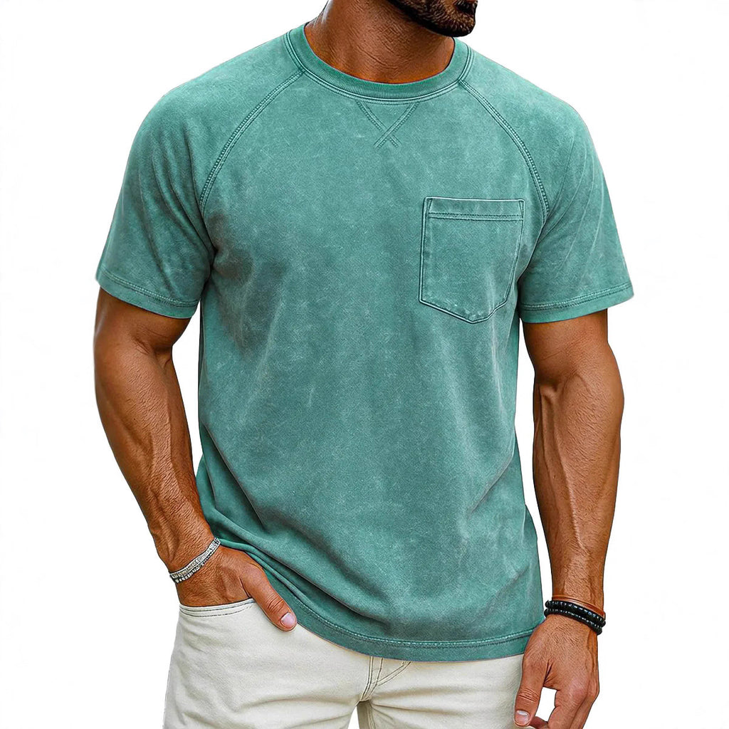 Men's Retro Raglan T-Shirt – Loose Fit Casual Crew-Neck Tee