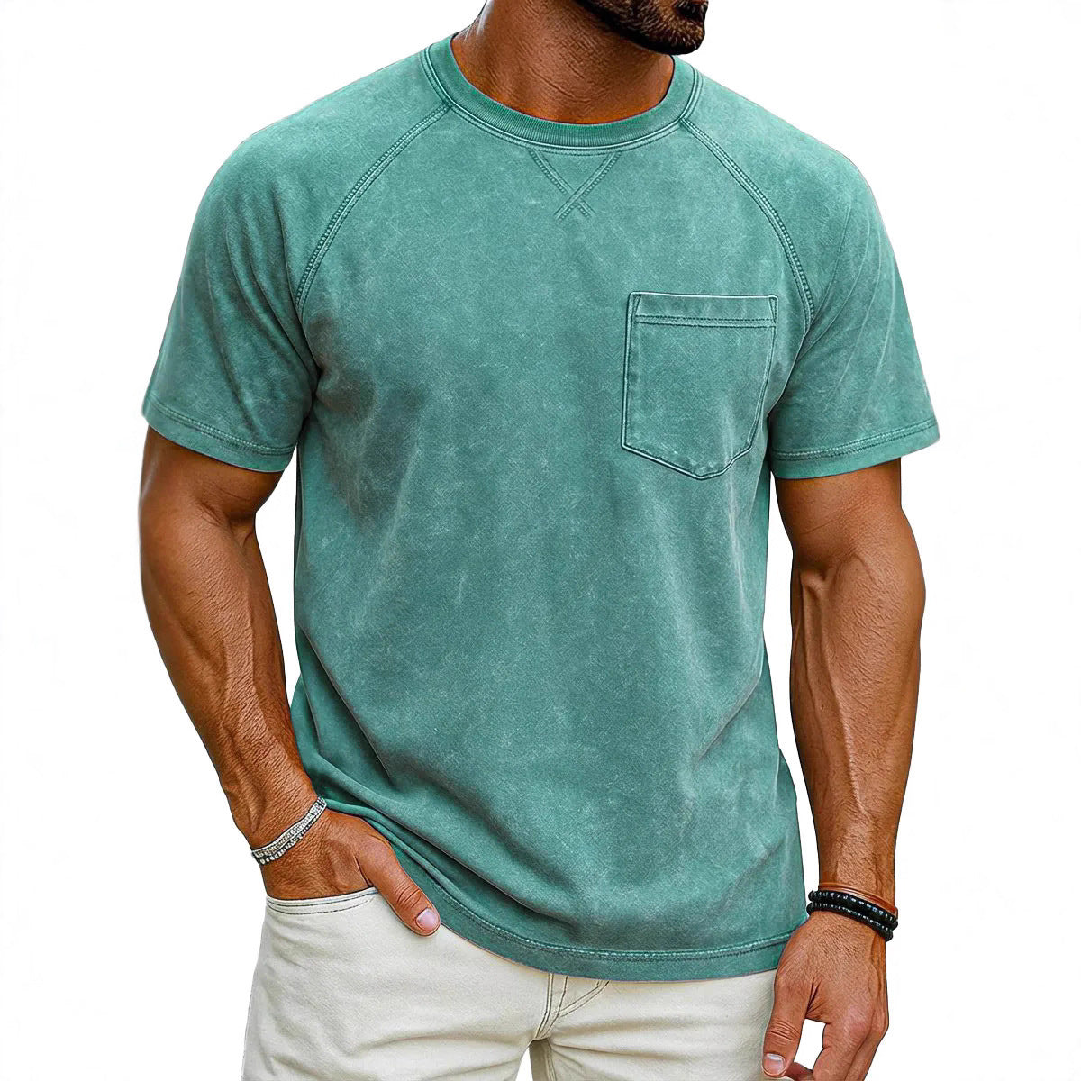 Men's Retro Raglan T-Shirt – Loose Fit Casual Crew-Neck Tee