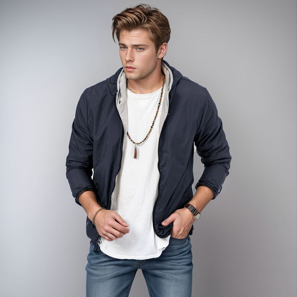 Men's Reversible Zip Jacket – Two-Tone Loose Fit