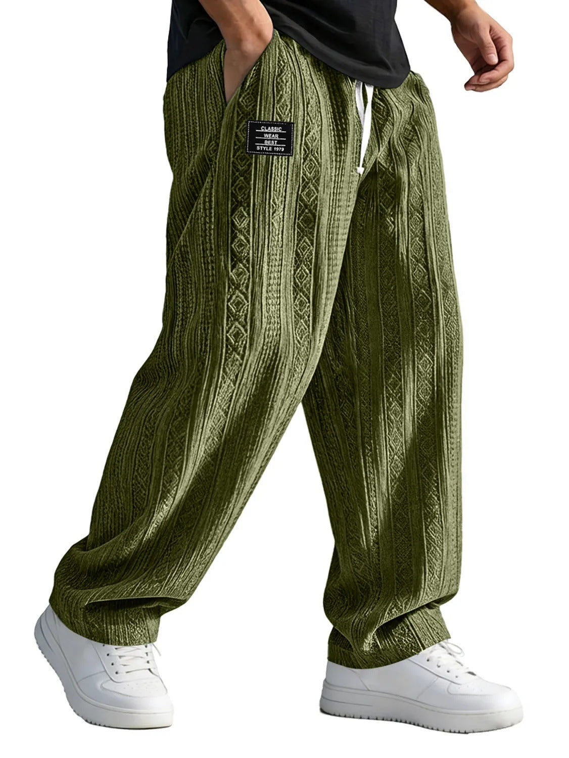 European And American Style Pocketed Straight-Leg Loose Lace-Up Sporty Casual Pants