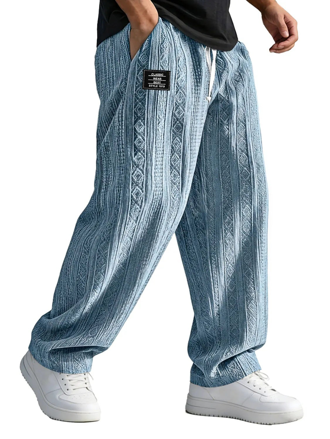 European And American Style Pocketed Straight-Leg Loose Lace-Up Sporty Casual Pants