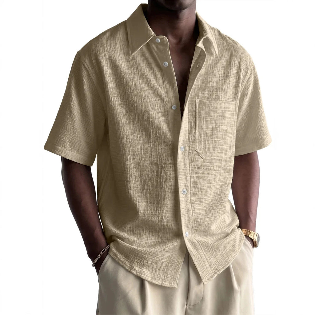 Men's Cotton-Linen Short-Sleeve Shirt – 7 Colors Loose Fit