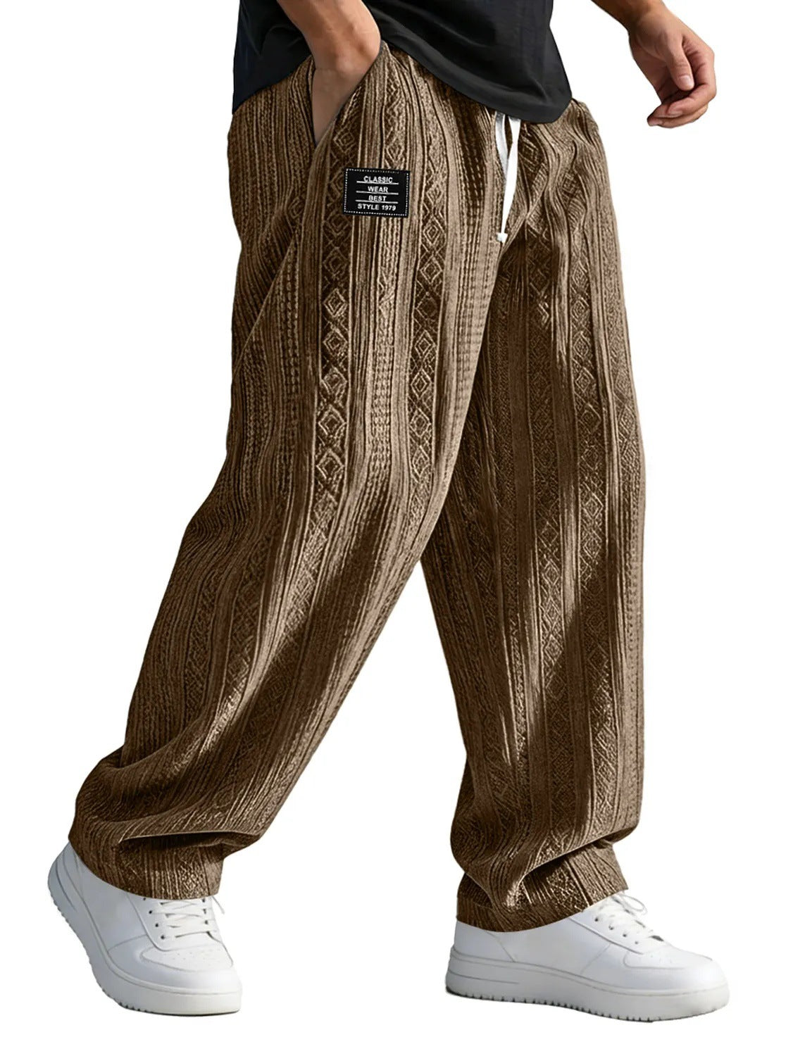 European And American Style Pocketed Straight-Leg Loose Lace-Up Sporty Casual Pants