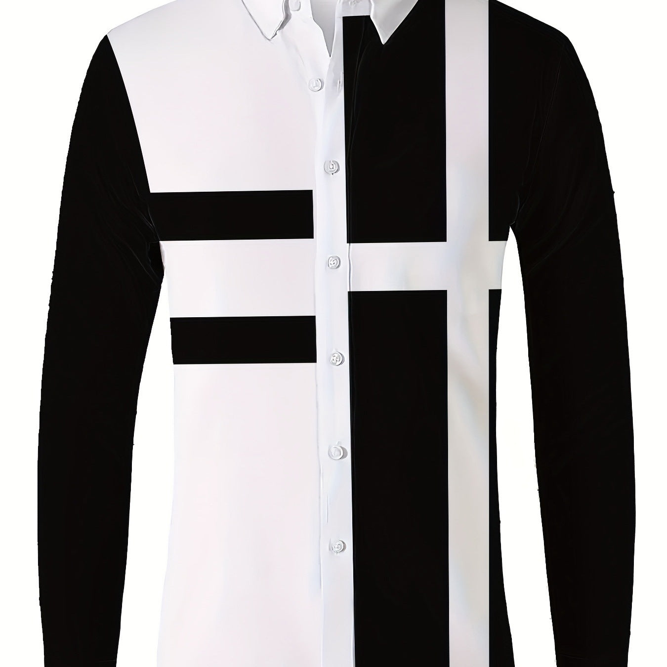 Men's 3D-Printed Black & White Slim Fit Shirt