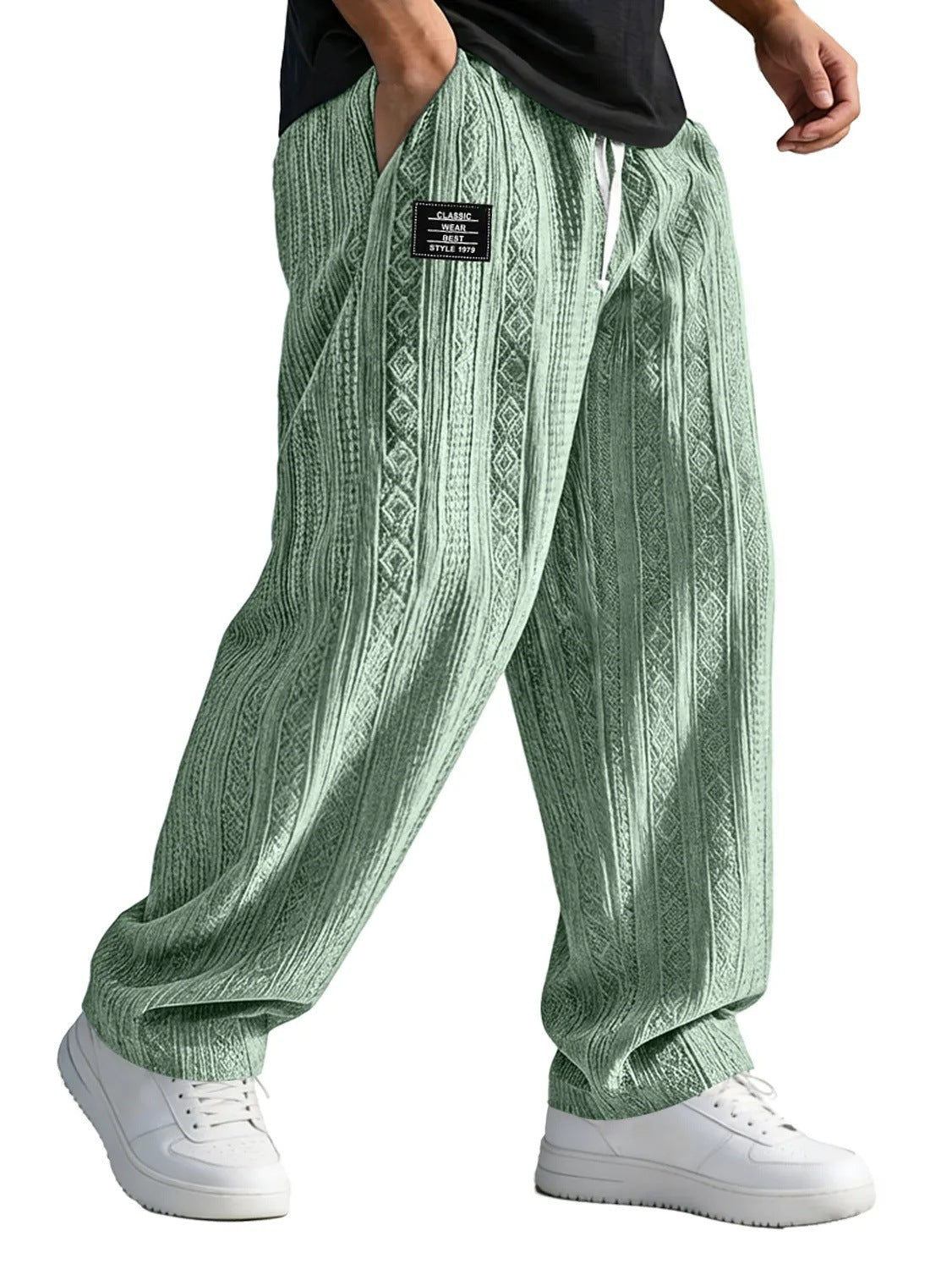 European And American Style Pocketed Straight-Leg Loose Lace-Up Sporty Casual Pants