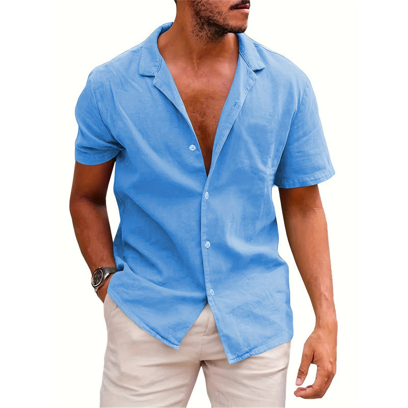 Solid-color Loose-fit Linen Shirt