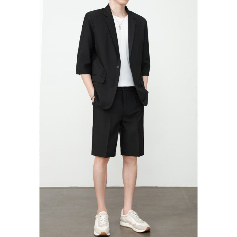 Thin Short-Sleeve Suit Casual Cropped-Sleeve Jacket Half-Sleeve Suit Set