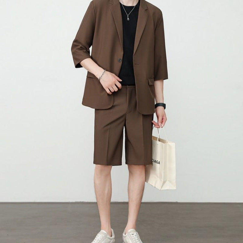 Thin Short-Sleeve Suit Casual Cropped-Sleeve Jacket Half-Sleeve Suit Set