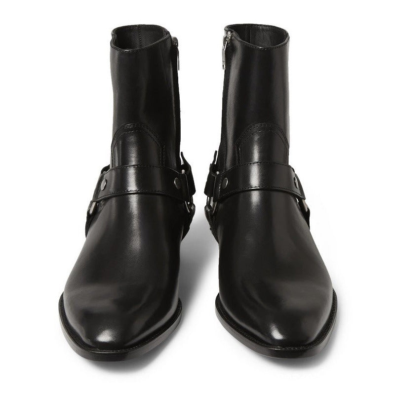Pointed-toe Leather Martin Boots