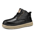Retro Mid-Top Boots – Men's Chunky Heel Lace-Up