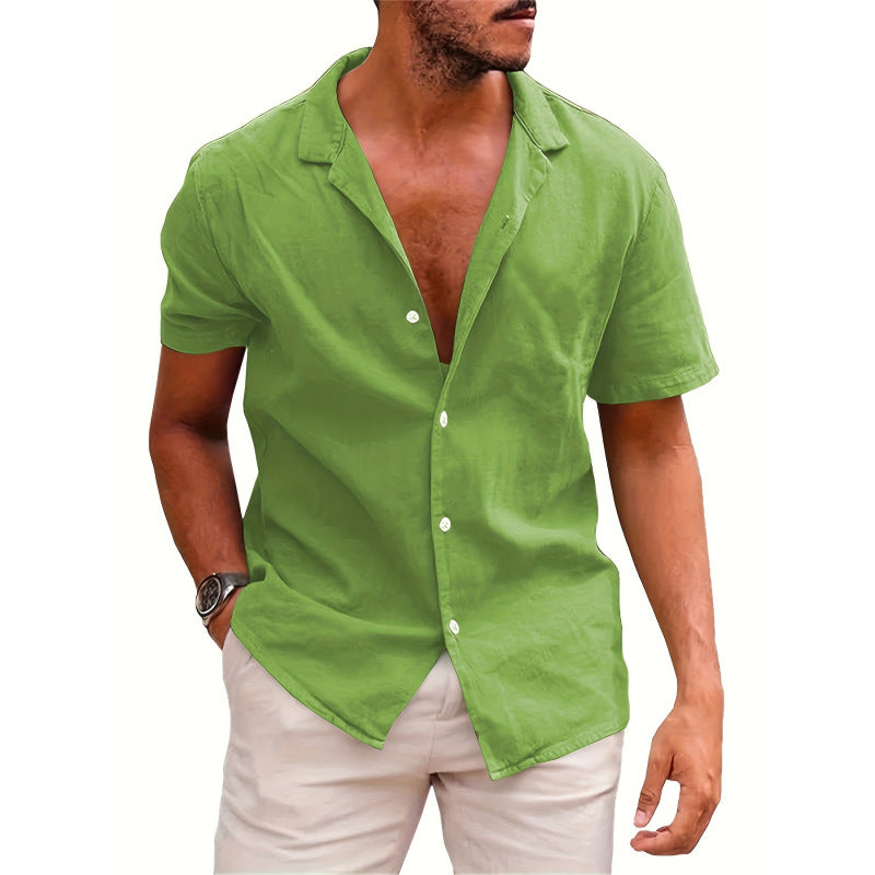 Solid-color Loose-fit Linen Shirt