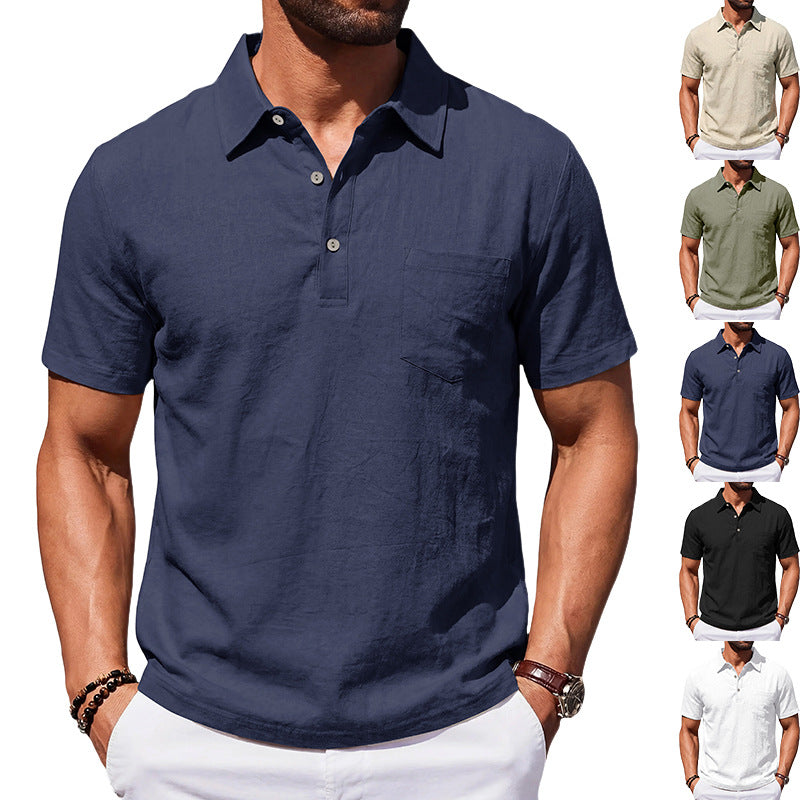 Linen Polo Shirt Loose-Fit Casual