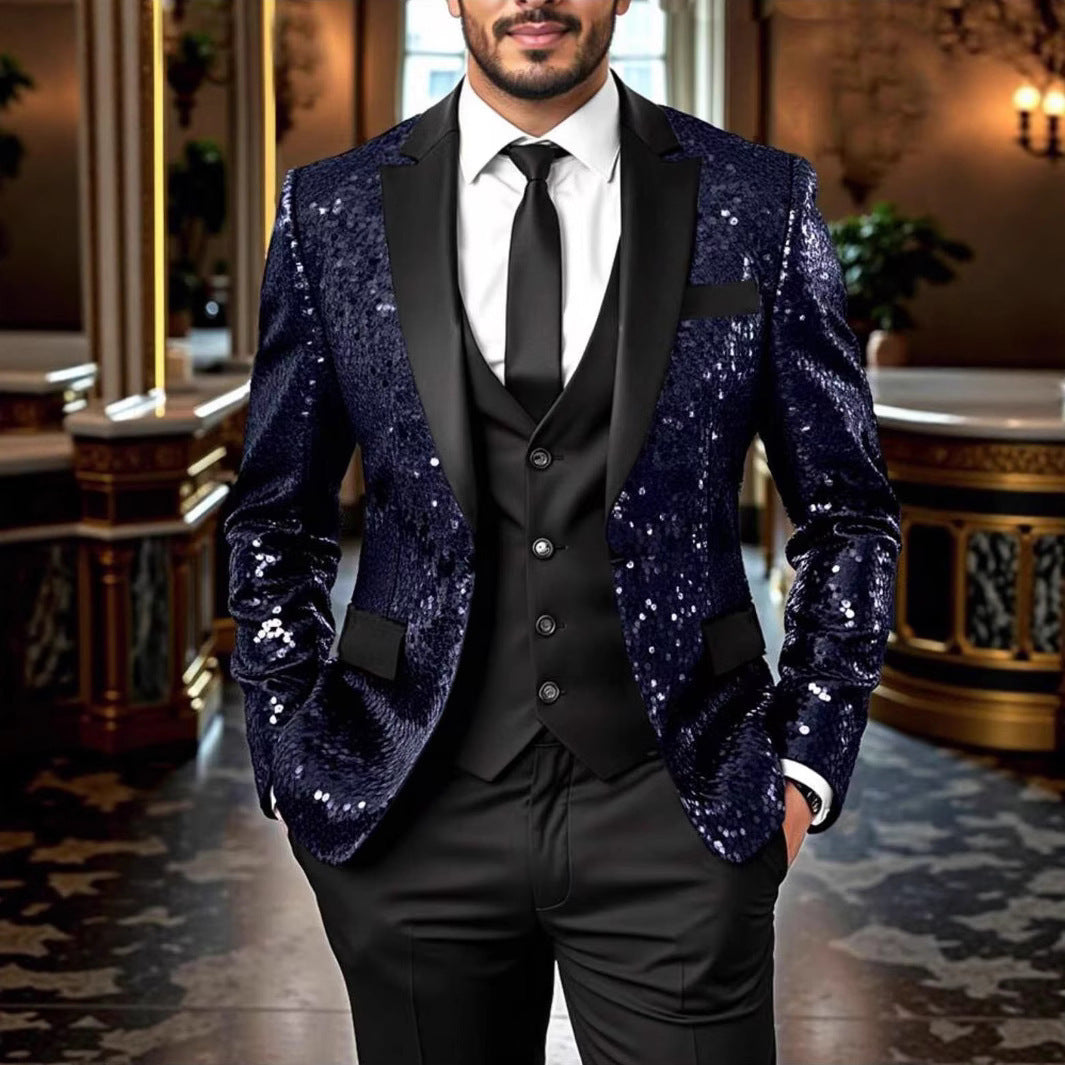 Casual Loose-Fit Ombre Sequin Blazer