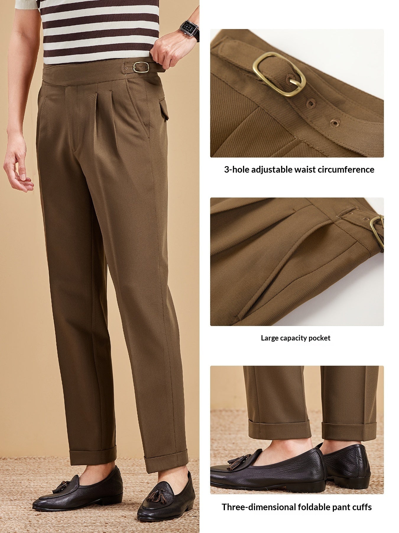 Men's Slim Fit High Waist Linen Trousers