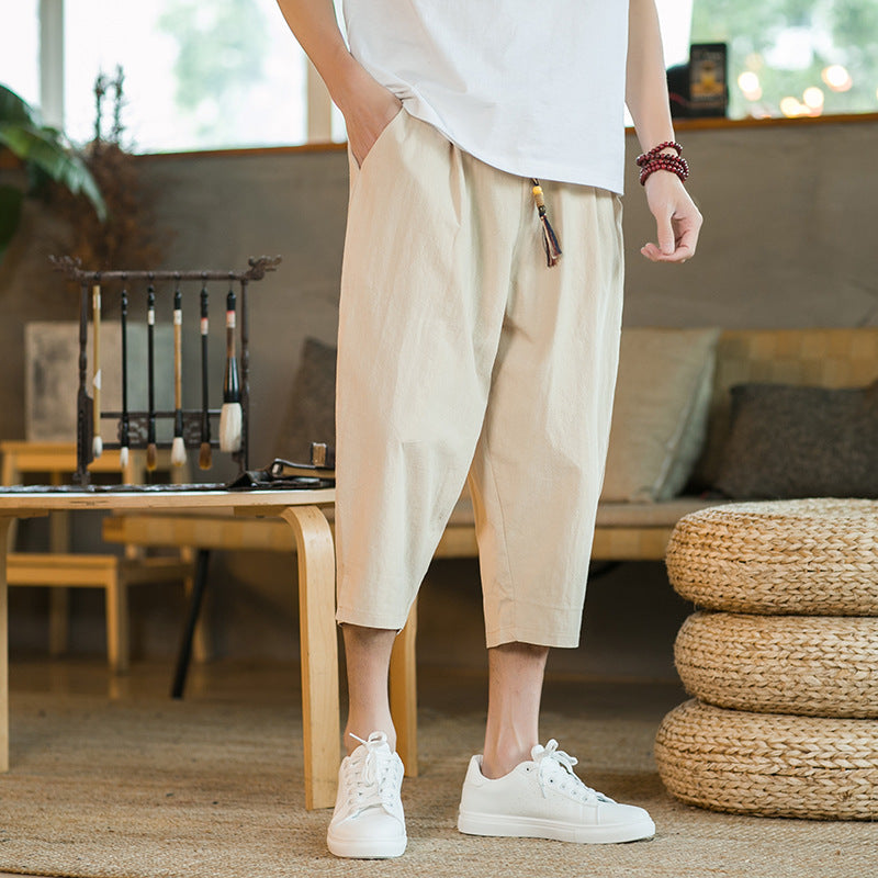 Men's Linen Cropped Pants