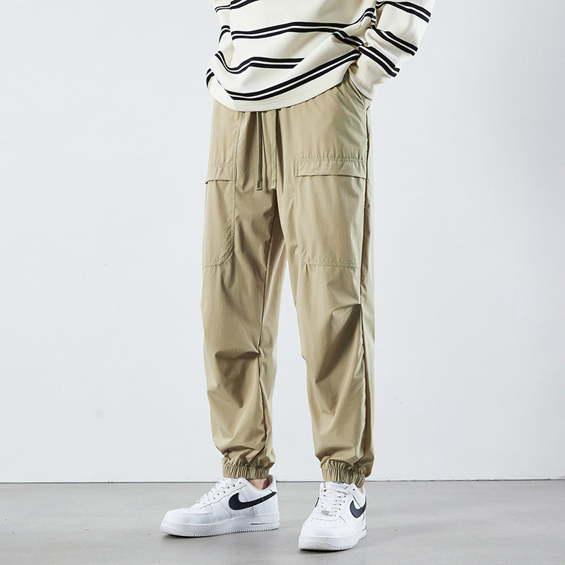 Men's Lightweight Nylon Drawstring Cropped Casual Pants