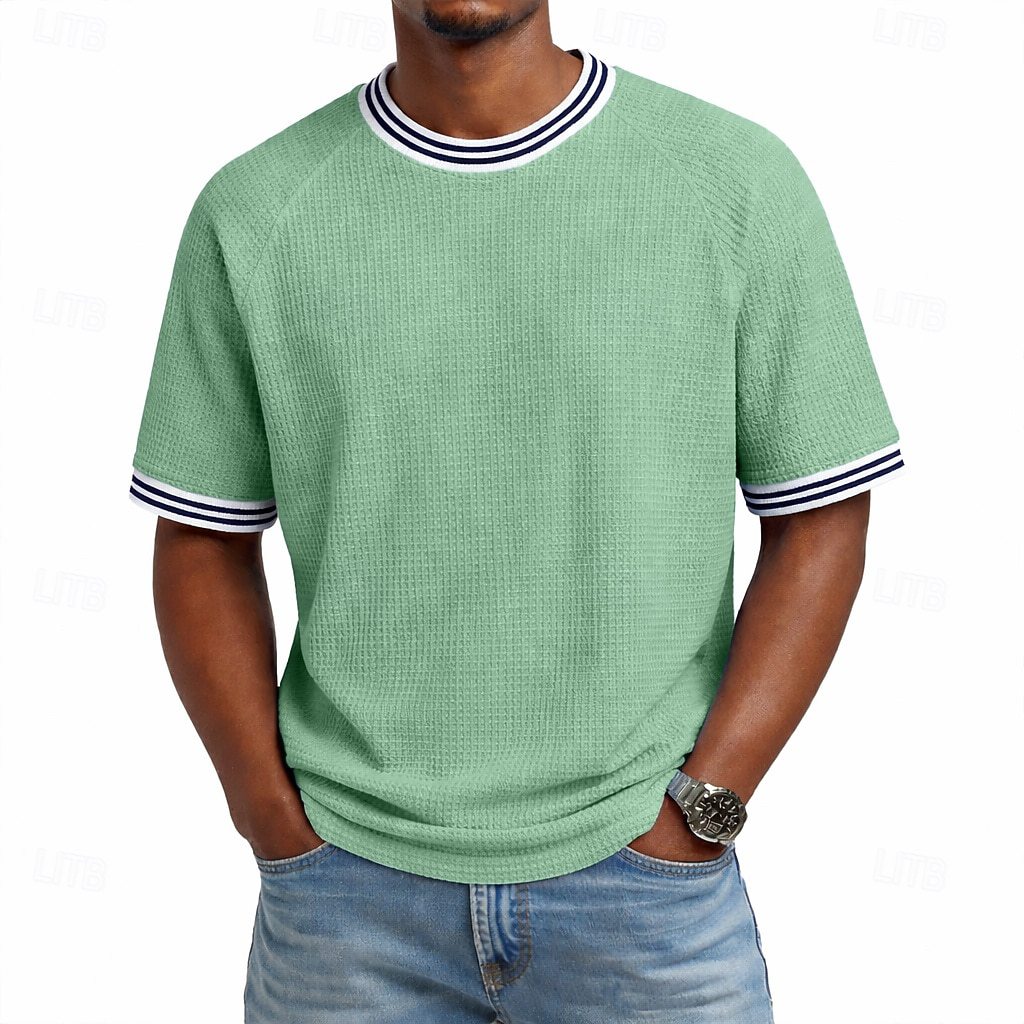 Men's Waffle-Weave Short-Sleeve T-Shirt – Breathable, Relaxed Fit