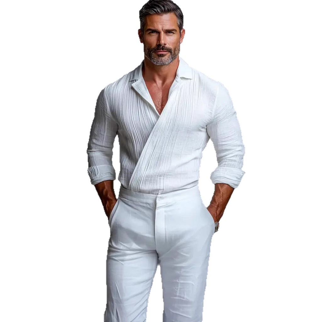 Casual American-Style Long-Sleeve Mens Shirt