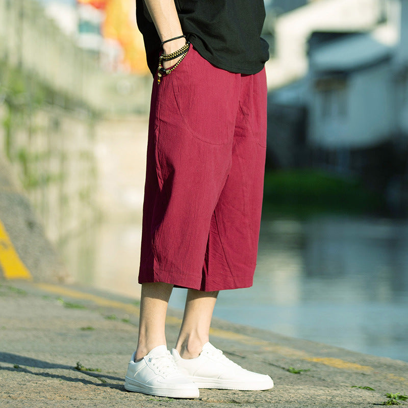 Linen Cropped Pants Thin Loose Plus Size