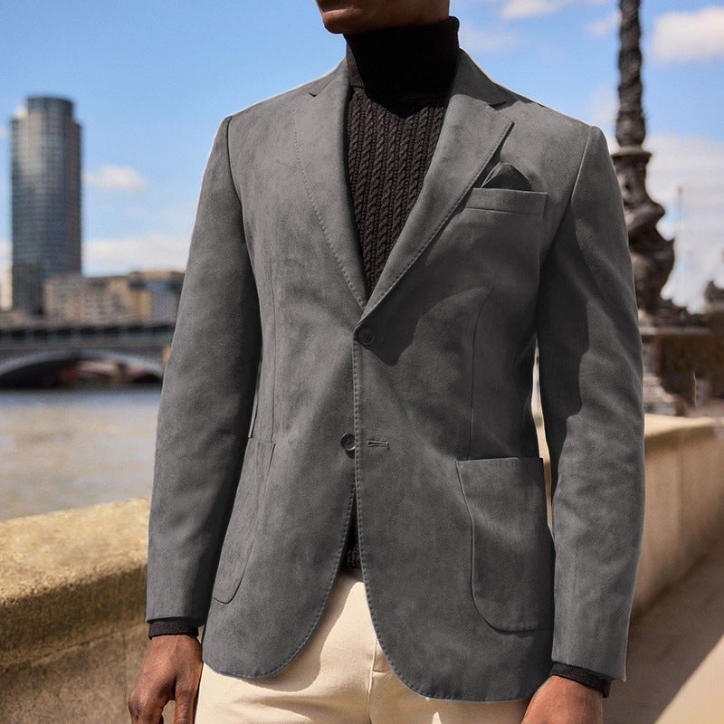 Suede-Like Fabric Casual Slim-Fit Jacket