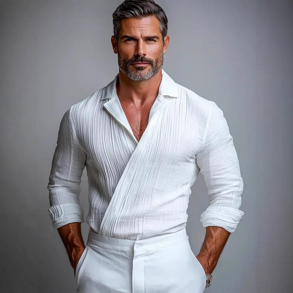 Casual American-Style Long-Sleeve Mens Shirt